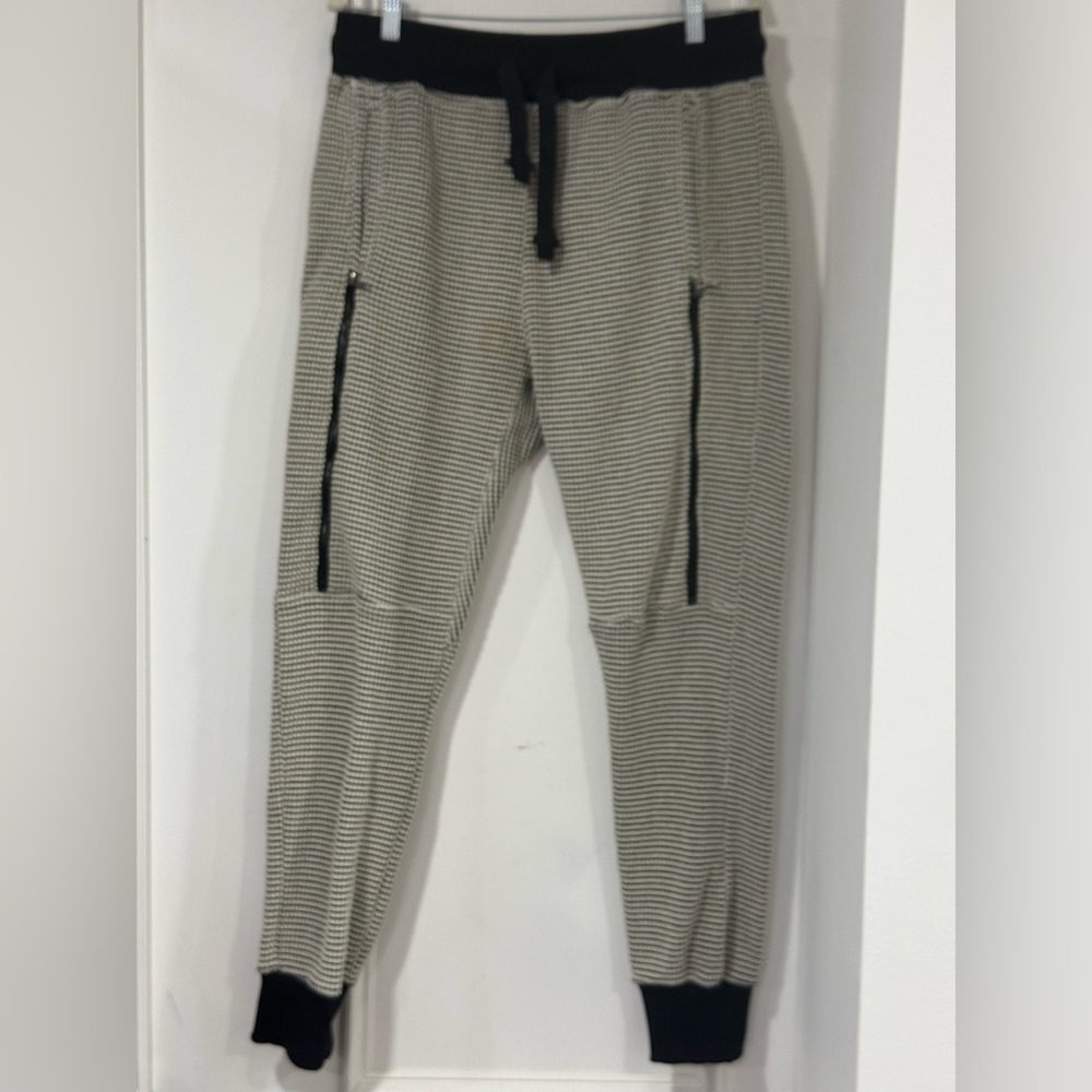 Mens Decibel Sweatpants Black White Pockets Heavy Joggers